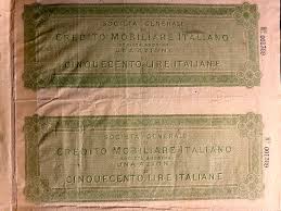 Banca di credito cooperativo di cambiano scrl. 1869 Societa Generale Di Credito Mobiliare Italiano 1 Azione Firenze
