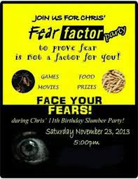 Fear Factor Party Invitation Fear Factor Party Fear Factor Fear Factor Games
