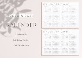 Jahreskalender im querformat, 1 seite, monate horizontal, in farbe. Kalender 2021 2020 Mit Kalenderwochen Zum Ausdrucken 12er Set Swomolemo Printables