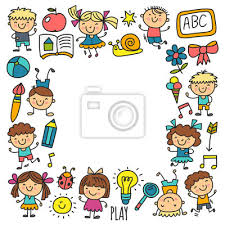 Kinder Zeichnen Kindergarten Schule Gluckliche Kinder Spielen Leinwandbilder Bilder Rudiment Kindertagesstatte Kognition Myloview De