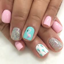 Flamingo Palmtrees Summer Vacation Nails Inspired By Mckenna Bleu Vacation Nails Beach Nails Flamingo Nails