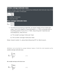 How can we calculate the average molecular mass how can we calculate the average molecular mass? Number Average Molecular Mass