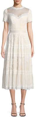 Tadashi Shoji Lace High Neck Pleated A Line Cocktail Dress