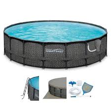 Above ground pools typically come in round, oval, or rectangular shapes. Summer Waves Elite 18ft X 48in Above Ground Frame Swimming Pool Set With Pump Walmart Com Walmart Com