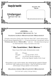 Contoh surat undangan tahlilan 3 hari, 7 hari, 40 hari, 100 hari, 1000 hari dan haul. Doc Contoh Undangan Tahlilan 40 Hari Meninggalnya Haekal Iqbal Academia Edu