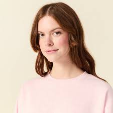 Sweat droit manches longues rose clair femme
