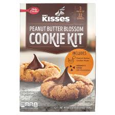 Pillowy soft gingerbread cookies, lightly coated in sugar and topped off with a hershey's chocolate kiss. Betty Crocker Hershey S Kisses Peanut Butter Blossom Cookie Kit Snackathon Foods