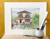 Artist Rendering of Your Home Painted in Watercolor With Ink ...