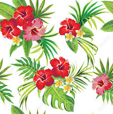 Hibiscus Et Feuilles De Palmier Tropical Motif Floral Clip Art Libres De Droits Vecteurs Et Illustration Pic Dessin Hibiscus Feuille Palmier Dessin Feuille