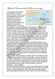 Mysteries Connected With The Bermuda Triangle Esl Worksheet By Jeandelavalete