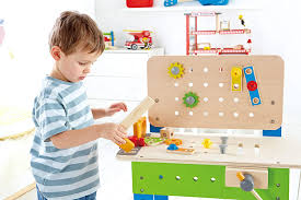 Sturdy wooden construction workbench for kids: Master Workbench By Hape Award Winning Kid S Wooden Tool Bench Toy Pretend Play Creative Building Set Height Adjustable 35piece Workshop For Toddlers