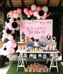Puppy Themed Dessert Table From A 5th Birthday Puppy Paw Ty On Kara S Party Ideas Kar Dog Birthday Party Invitations Dog Themed Birthday Party Birthday Party