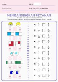 Soal ulangan harian perbandingan pecahan kelas 4 pecahan digunakan untuk menyatakan bagian jumlah suatu benda yang tidak bulat. Matematika Membandingkan Pecahan Worksheet