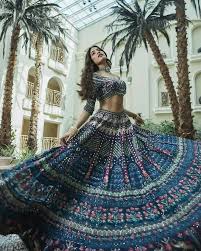 Traditional Printing Blue Lehenga Choli In 2020 Indian Wedding Outfits Celebrity Wedding Dresses Indian Wedding Dress