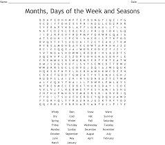 Download them, print them and have fun learning spanish. Months Days Of The Week And Seasons Word Search Wordmint