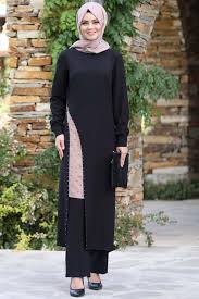 Efser Tunik Pantolon Takim Siyah Ahn158 2020 Turban Kiyafetler Basortusu Modasi Moda Stilleri