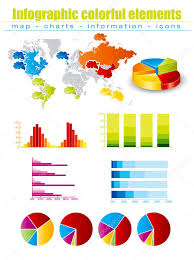 colored infographics with maps and charts stock vector