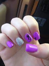 Cute Purple Nails With A Cross And A Browning Sign In Love With My Nails Country Nails Country Girl Nails Fall Acrylic Nails