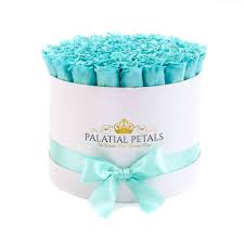 The brilliant roses signature flower box with ribbon. Tiffany Blue Roses That Last A Year Grande Rose Box