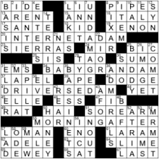 The talented actor — who manages to look even sexier with gray hair — is no. La Times Crossword Answers Friday September 18th 2020 La Times Crossword