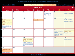 Tras regresar a lyon fue proclamado por el pueblo como sucesor del obispo san potino. Calendario Junio 2020 Con Dias Feriados Peru