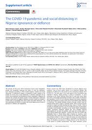 Pdf The Covid 19 Pandemic And Social Distancing In Nigeria Ignorance Or Defiance
