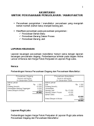 Contoh soal manufaktur berikut ini adalah neraca saldo yang telah disesuaikan, perusahaan iwagakure furniture pada tanggal 31 januari. Laba Rugi An Manufaktur