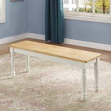 Amazon Com Lane Farmhouse Bench 1 White And Natural Table Benches