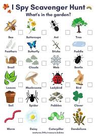 I Spy Scavenger Hunt Pdf Downloadable Activity Sheet What S In The Garden Worksheet Outdoor Play Learning Minibeast Bug Hunt Outdoor Scavenger Hunts Scavenger Hunt For Kids Forest School Activities