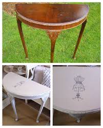 Upcycled Shabby Chic Console Half Moon Table Painted Furniture Painted Table Table