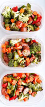 One Pan Sausage And Vegetables Meal Prep Recipe Cheap Healthy Meals Vegetable Recipes Healthy Meals For One