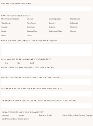 Before buying furniture, asking yourself these questions may prevent hasty decisions. Sample Interior Decorating Questionnaire Kh Home Design