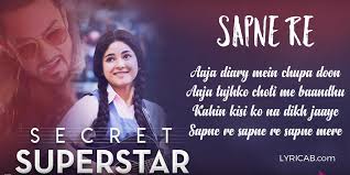 Anushka sen , riyaz alylabel: Sapne Re Song Lyrics Secret Superstar Meghna Mishra
