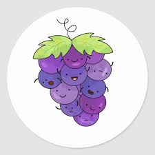 Cute Kawaii Bunch Of Grapes Classic Round Sticker Zazzle Com In 2021 Grape Drawing Kawaii Fruit Cartoon