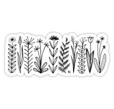 Black And White Aesthetic Stickers Png Blumenmuster Scharz Weiss Flower Pattern Sticker By Emily Claire Volker Print Stickers Flower Drawing Printable Stickers