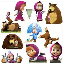 set of 10 masha and the bear stickers decal colour vinyl car laptop baby toy masha and the bear bear birthday party bear party