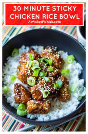 Sticky Chicken Rice Bowl Recipe Chicken Rice Bowls Asian Chicken Recipes Asian Chicken Recipes Easy