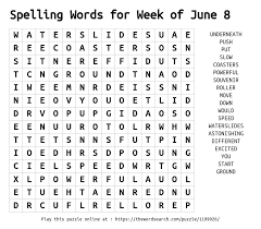 download word search on spelling words for week of june 8