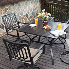 Maybe you would like to learn more about one of these? Amazon Com Patio Dining Table Outdoor Metal Square Table With Umbrella Hole Black Everything Else