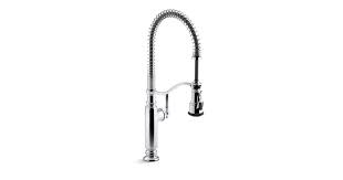 The sprayhead with push button lets you choose aerated stream for everyday tasks or sweep® spray for powerful cleaning. K 77515 Tournant Semi Professional Kitchen Sink Faucet Kohler