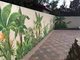 How to paint a garden wall. Fence Painting Ideas 25 Catchy Inspirations That You Can Try Outdoor Wall Paint Garden Mural Garden Wall Art