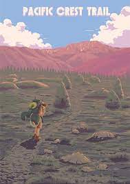 Pacific Crest Trail Travel Poster Pacific Crest Trail Hiking Print Appalachian Trail