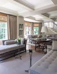 Living Room Family Room Area Rug Chaise Lounge Side Tables Drapery Ceiling Treatments Sectional Living Room Interior Design Interior