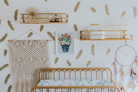 In The Nursery With Three Made Of Joy Project Nursery Boho Nursery Girl Feather Nursery Nursery