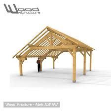 Abris 2 Pans Asymetrique Charpente Bois Wood Structure Tuinschuur Houten Schuur Tuinhuis