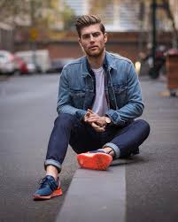 Black Blazer With Blue Jeans Men Men S Blue Denim Jacket White And Red And Navy Plaid Flannel Long Sleeve Shirt White Crew Neck T Shirt Navy Jeans Blue Jeans Outfit Men Jeans Outfit Men White Jeans Men