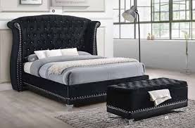 Coaster Barzini Black Velvet California King Platform Bed Queen Upholstered Bed Black Bedding Upholstered Storage Bench