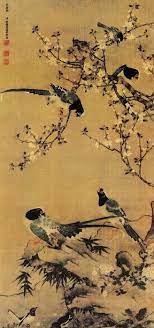 bian wenjin 春禽花木图 明边文进 上海博物馆藏边文进 名景昭 字文 进 沙县 今福建沙县 人 生卒年不详 永乐间 1403 1424 任武英殿待诏 至宣德时仍供奉内廷 为人旷达洒落 且博学能诗 精画禽鸟 花果 chinese painting asian art painting