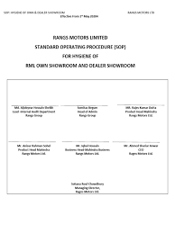 Hygiene SOP For Show Room & Branch Office