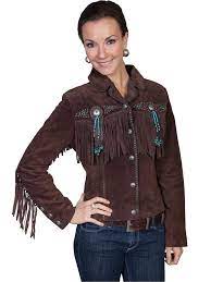 Scully Leather Womens Beaded Fringe Conchos Boar Suede Jacket Chocolate In 2021 Fringe Leather Jacket Leather Outerwear Jackets For Women